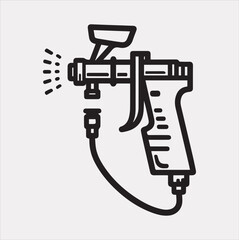 Paint spray gun outline icon Vector silhouette icon on a white background