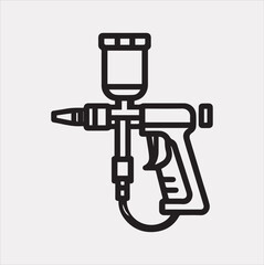 Paint spray gun outline icon Vector silhouette icon on a white background