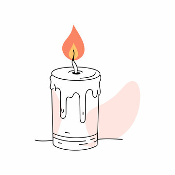 recommend clip art: Simple hand-drawn candle illustration with melting wax and flame