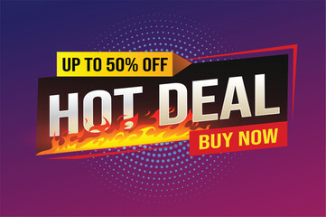 Fototapeta premium Hot deal buy now super sale poster banner graphic design icon logo sign symbol social media website coupon