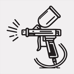 Paint spray gun outline icon Vector silhouette icon on a white background