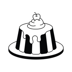 Creamy flan, dessert, sweet treat, pudding mix vector design