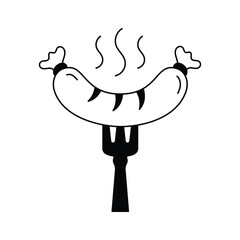 Bbq, picnic, cookout, grilled food on fork vector design