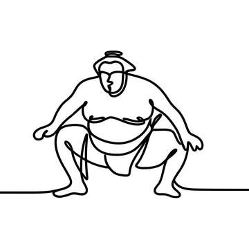 recommend clip art: Japanese wrestler, sumo one line art. Continuous line drawing japan, fight, obesity, big man, person, pre-fight greeting, athlete, training, form, sport.
