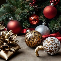 christmas decoration on a wooden background