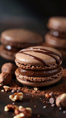 indulgent chocolate hazelnut macaron filled with rich Nutella ganache