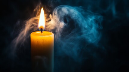 High-resolution image of white smoke rising from a candle flame, creating an ethereal and serene atmosphere