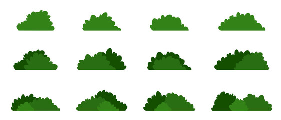 Various Green Bush Shapes for Landscaping