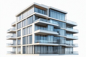Modern glass apartment building with balconies