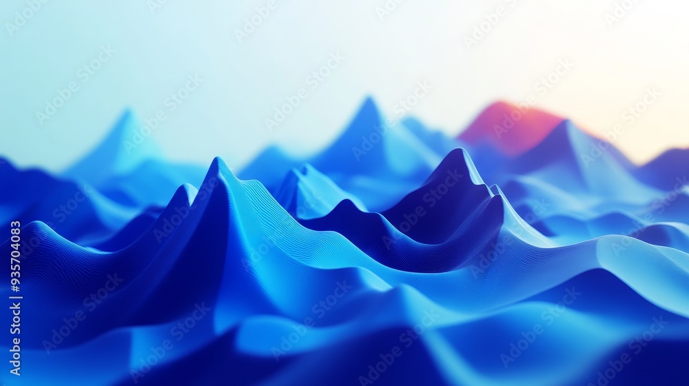 Aufkleber abstract blue and purple 3d landscape with soft light. a digital rendering of an undulating terrain.