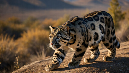 Pantera mglista w naturalnym środowisku. Generative AI.