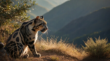 Pantera mglista w naturalnym środowisku. Generative AI.