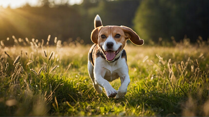 Obraz premium Pies beagle w naturalnym środowisku. Generative AI.