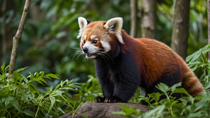 Panda ruda w naturalnym środowisku. Generative AI