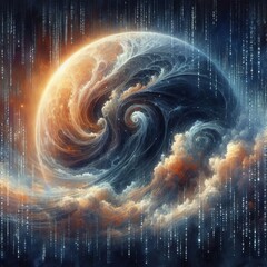 84 Matrix Code Watercolor A watercolor painting of Venus's swirl