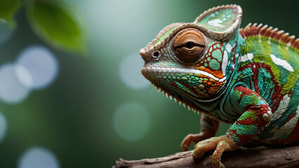 Obraz premium Kameleon w naturalnym środowisku. Generative AI.