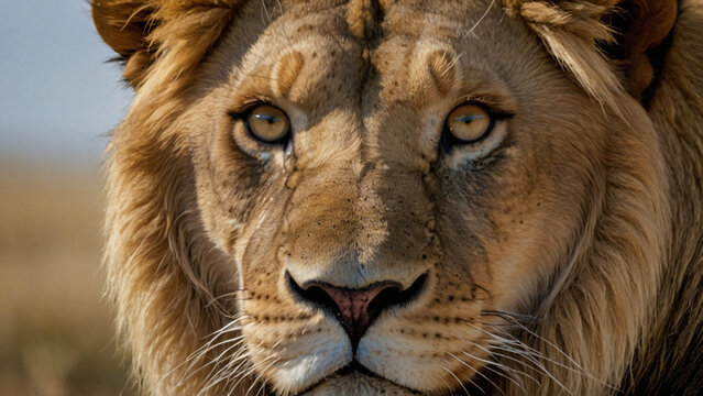 Fototapeta Lew w naturalnym środowisku. Generative AI