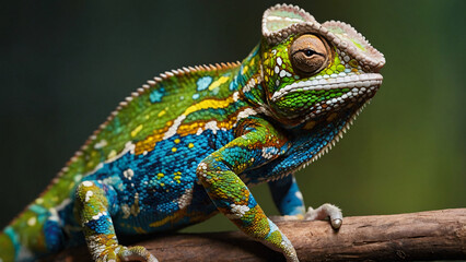 Obraz premium Kameleon w naturalnym środowisku. Generative AI.