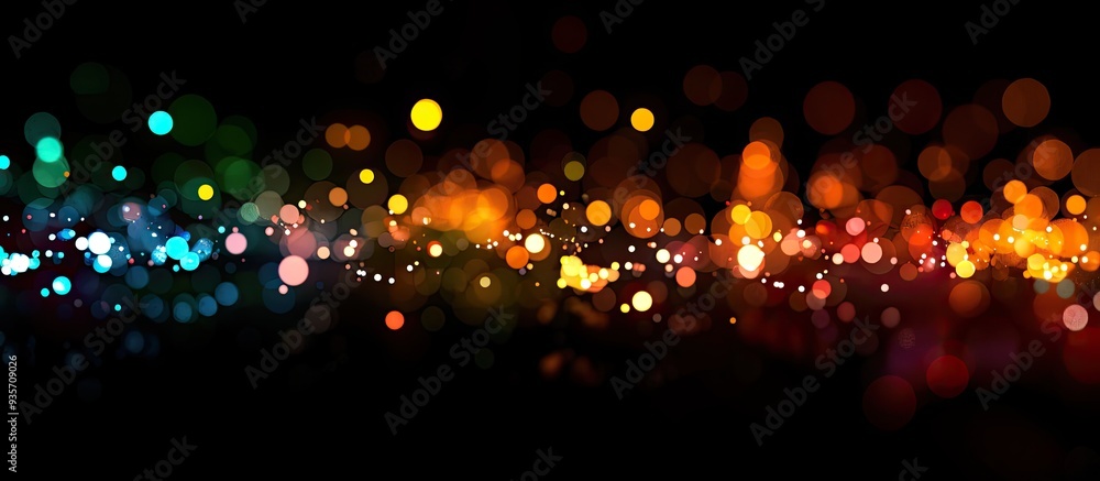 Poster blurred colored lights background on a black background. copy space image. place for adding text and