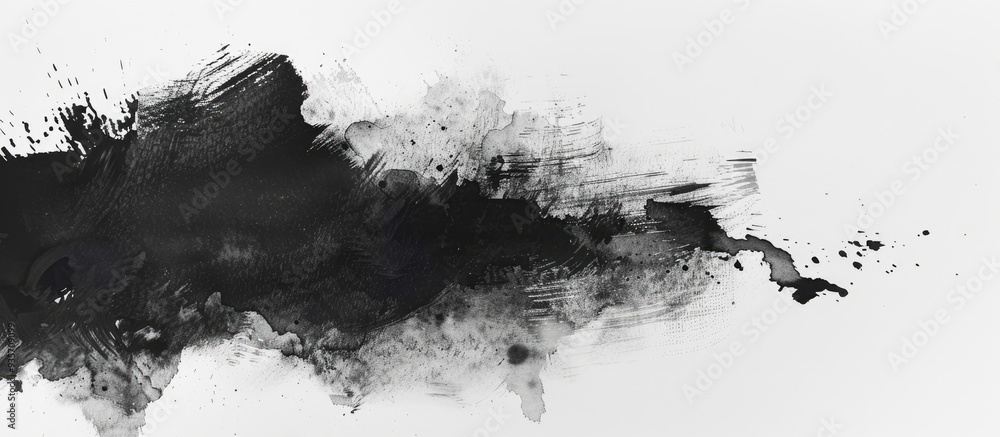 Aufkleber black watercolor hand drawing in a square line brush style on a white paper background. copy space i