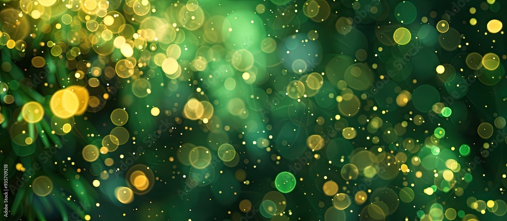 Poster blurred lights green backdrop banner texture abstract bokeh with gentle light header widescreen wall