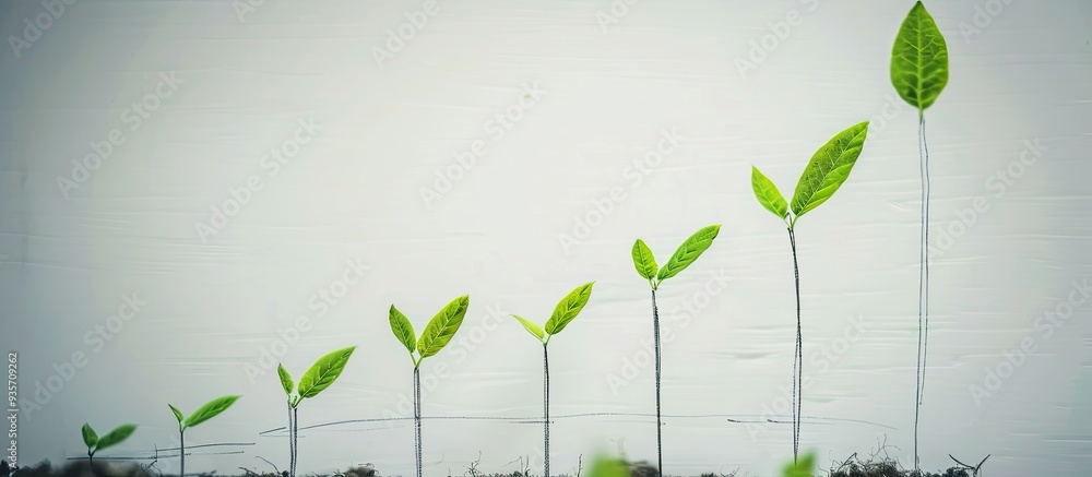 Poster hand drawn diagram of a growth graph on a white background. copy space image. place for adding text 