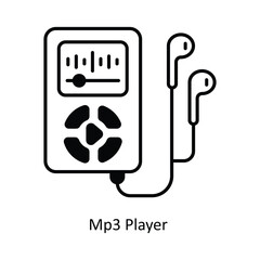 Mp3 Player  vector solid icon design illustration ,music equipment symbol on white background ,EPS 10 file 
