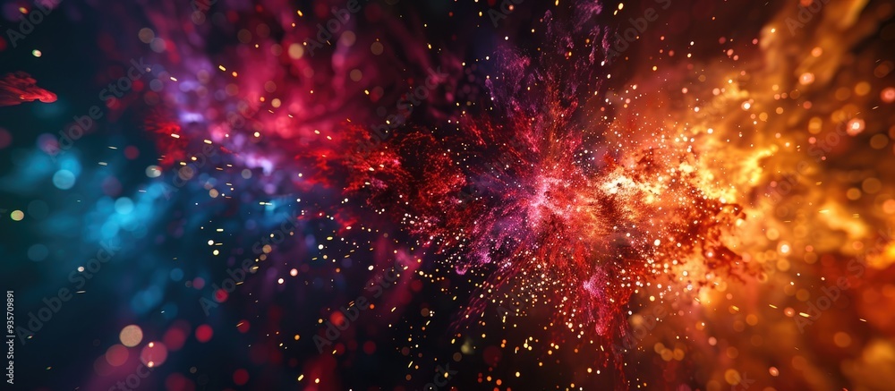 Poster abstraction of the colors of fireworks. copy space image. place for adding text and design