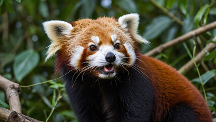 Fototapeta premium Panda ruda w naturalnym środowisku. Generative AI