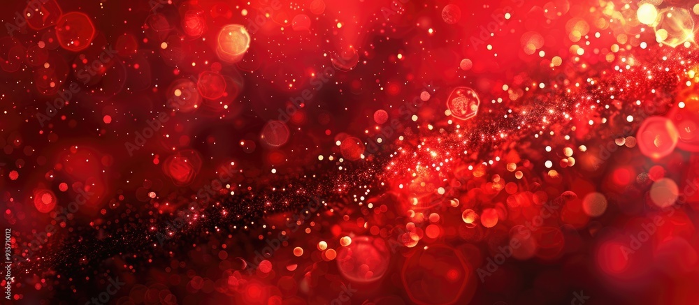 Poster blurred lights on a red background creating a textured banner abstract bokeh features soft lighting 