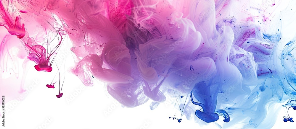 Poster acrylic paints and ink in water abstract frame background isolated on white. copy space image. place