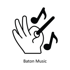 Baton Music vector solid icon design illustration ,music equipment symbol on white background ,EPS 10 file 
