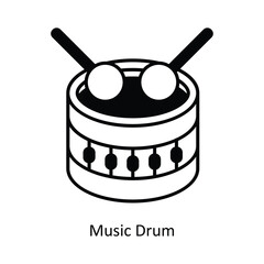 Music Drum vector solid icon design illustration ,music equipment symbol on white background ,EPS 10 file 