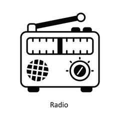 Radio  vector solid icon design illustration ,music equipment symbol on white background ,EPS 10 file 