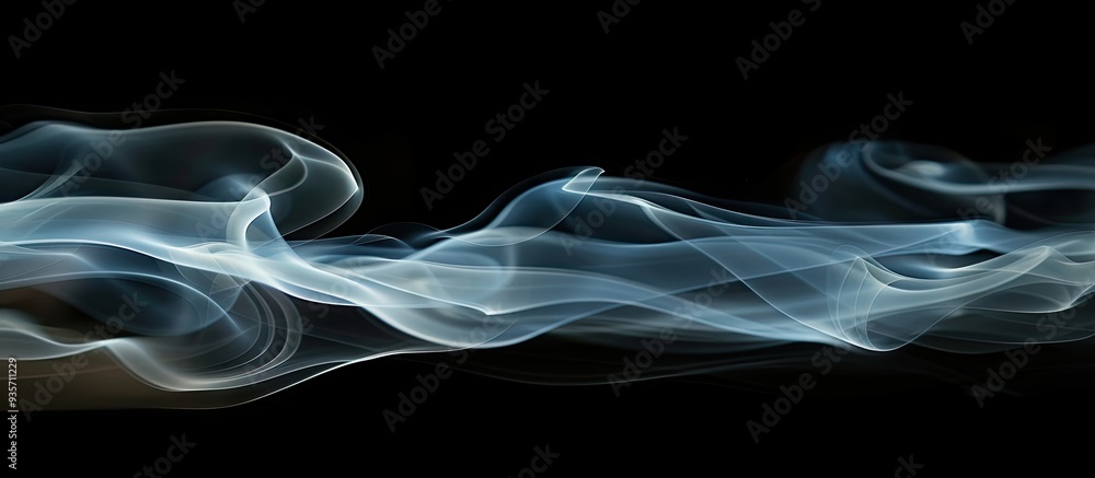 Poster white smoke against a black background exploring the concept of darkness. copy space image. place fo