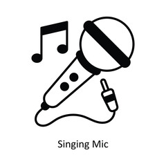 Singing Mic vector solid icon design illustration ,music equipment symbol on white background ,EPS 10 file 