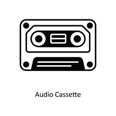Audio Cassette vector solid icon design illustration ,music equipment symbol on white background ,EPS 10 file 