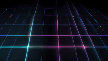 A futuristic flat vector background featuring a dark, minimalistic grid with bright, intersecting laser beams