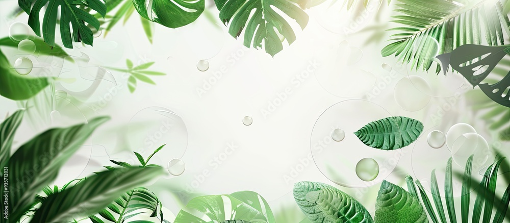 Poster spring bright fresh white abstract background featuring circles as a frame for text complemented by 