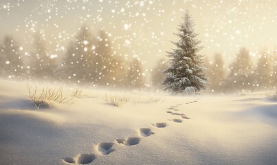 Fototapeta premium Winter landscape with snow Christmas background