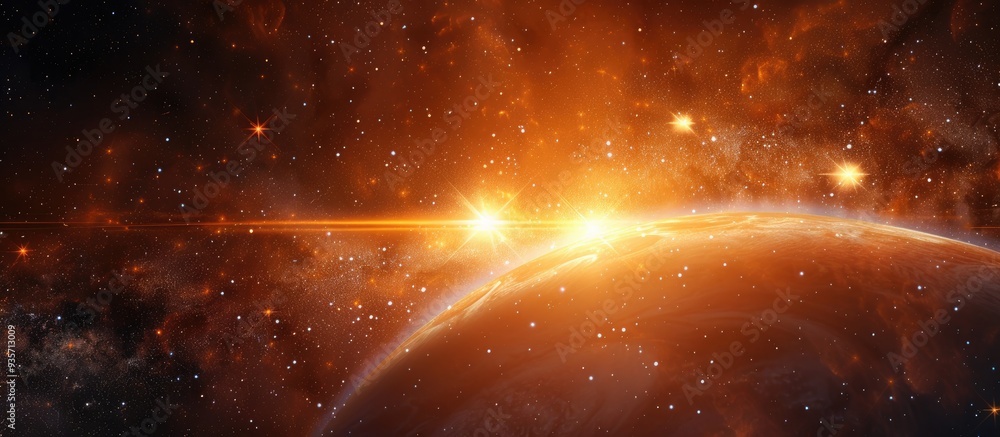 Poster star with lens flare. copy space image. place for adding text and design
