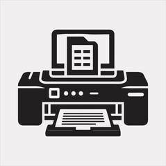 computer Pinter icon Vector silhouette illustration icon on a white background