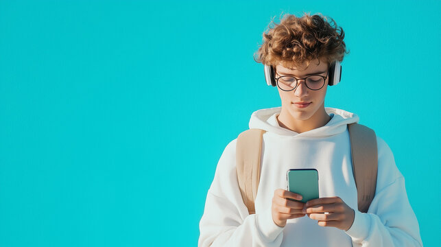 A student using a smartphone to access an educational app, learning on-the-go with interactive quizzes and video lessons, e-learning, online education, mobile learning, digital cla