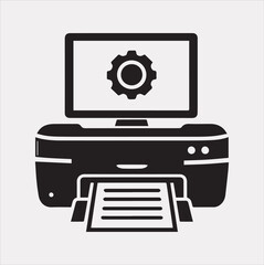 computer Pinter icon Vector silhouette illustration icon on a white background