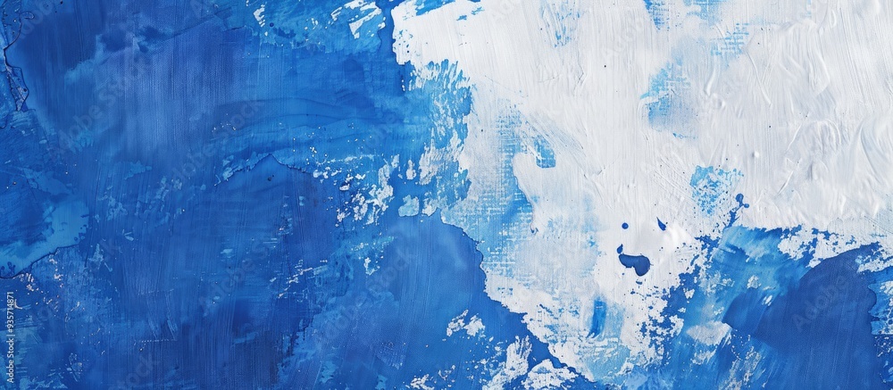 Poster blue ink in a square shaped textured background resembling a stamp or frame with copy space