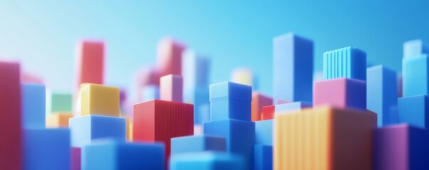 Fototapeta premium Abstract city skyline with colorful buildings.