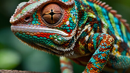 Fototapeta premium Kameleon w naturalnym środowisku. Generative AI.