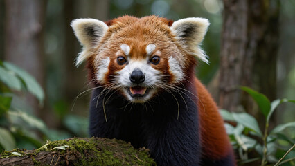 Panda ruda w naturalnym środowisku. Generative AI.