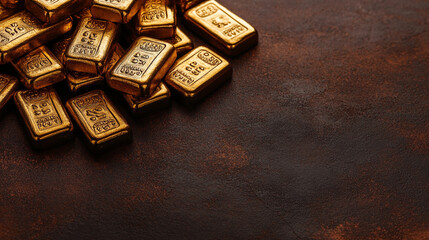 golden bars representing wealth and prosperity. The photo symbolizes financial success, luxury, and economic power, with a focus on the value and allure of gold