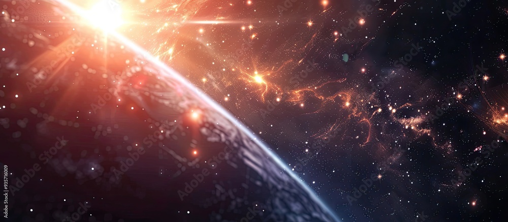 Poster star with lens flare. copy space image. place for adding text and design